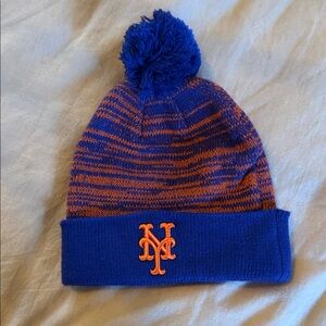 Blue and Orange Knit Beanie with Logo